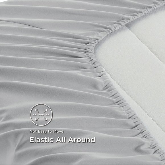 4 PCS Sheets Set  - Soft Bed Sheets , Cooling Microfiber LIGHT GRAY - Picture 6 of 7